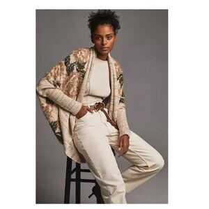 Anthropologie Beige and Green Cardigan